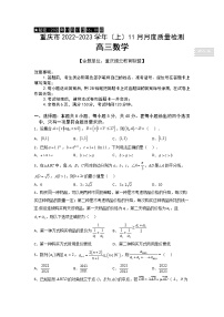 重庆市缙云教育联盟2022-2023学年高三数学上学期11月月度质量检测（Word版附解析）