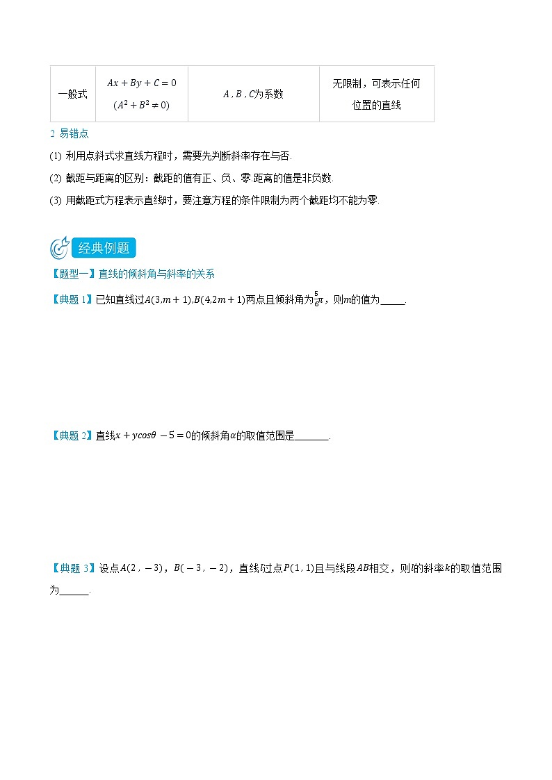2.1 直线的倾斜角与斜率、直线的方程 -(人教A版2019选择性必修第一册) (学生版+教师版) 试卷03