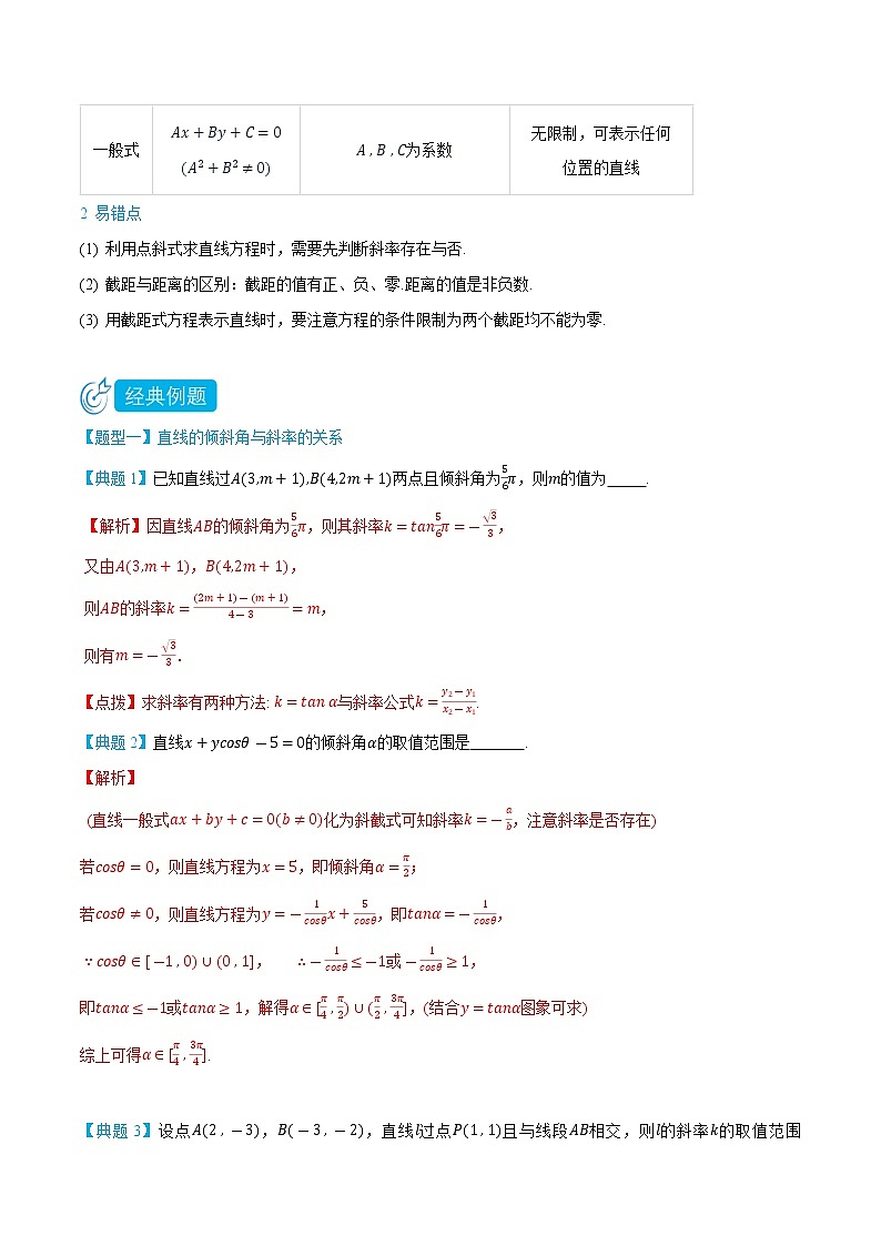 2.1 直线的倾斜角与斜率、直线的方程 -(人教A版2019选择性必修第一册) (学生版+教师版) 试卷03