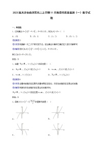 2023届天津市南开区高三上学期11月阶段性质量监测（一）数学试题含解析