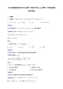 2023届湖南省长沙市宁乡市第一高级中学高三上学期11月质量检测数学试题含解析