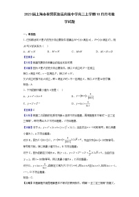 2023届上海市奉贤区致远高级中学高三上学期10月月考数学试题含解析