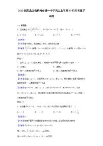 2023届黑龙江省鹤岗市第一中学高三上学期10月月考数学试题含解析