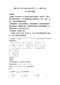 福建省厦门双十中学2023届高三上学期期中考试数学试题（解析版）