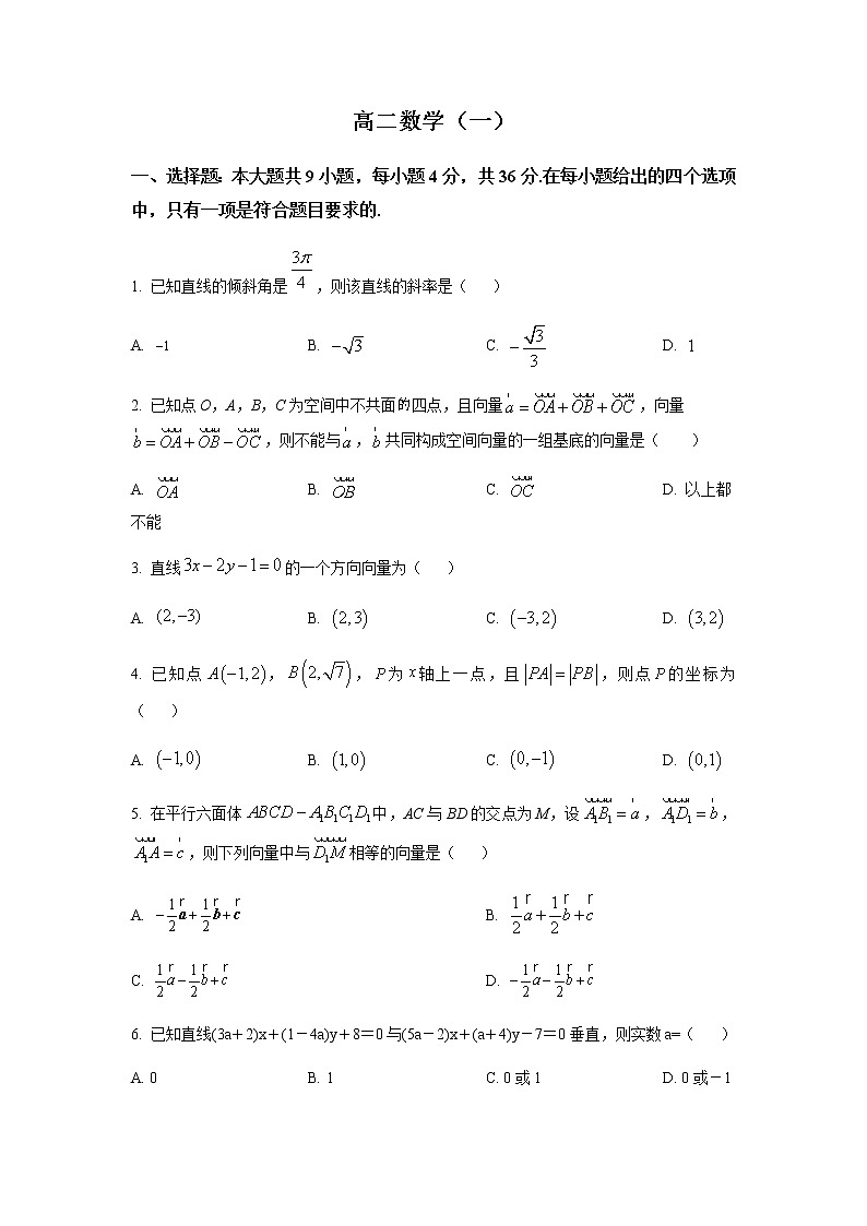 2023天津河西区高二上学期期中数学试题无答案第1页