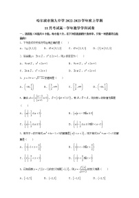 黑龙江省哈尔滨市第九中学校2022-2023学年高一数学上学期11月月考试题（Word版附答案）