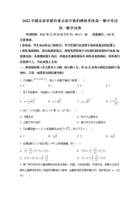 湖北省孝感市重点高中教科研协作体2022-2023学年高一数学上学期期中试题（Word版附答案）