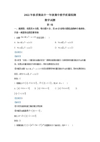 广西2022-2023学年高一数学上学期期中质量检测试题（Word版附解析）