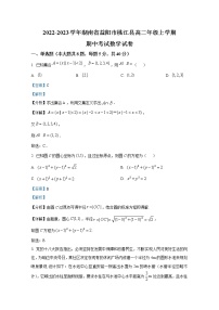 湖南省益阳市桃江县2022-2023学年高二数学上学期期中试卷（Word版附解析）