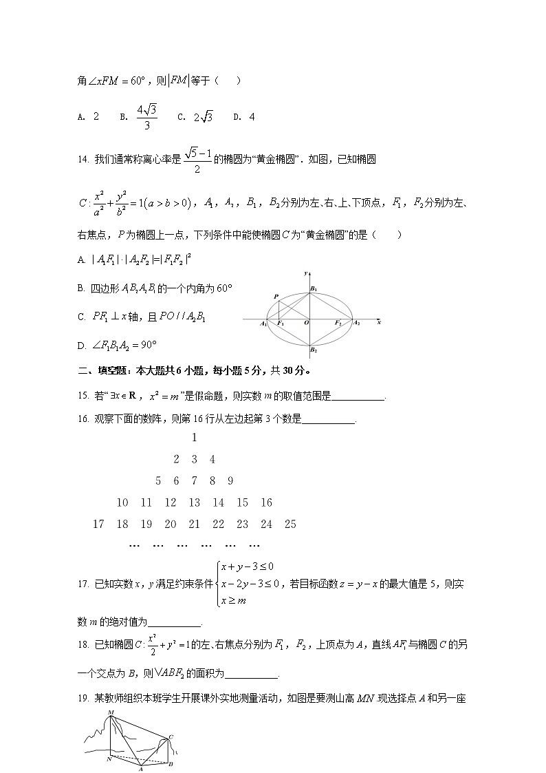 陕西省西安市长安区第一中学2022-2023学年高二数学（文）上学期期中试题（Word版附答案）第3页