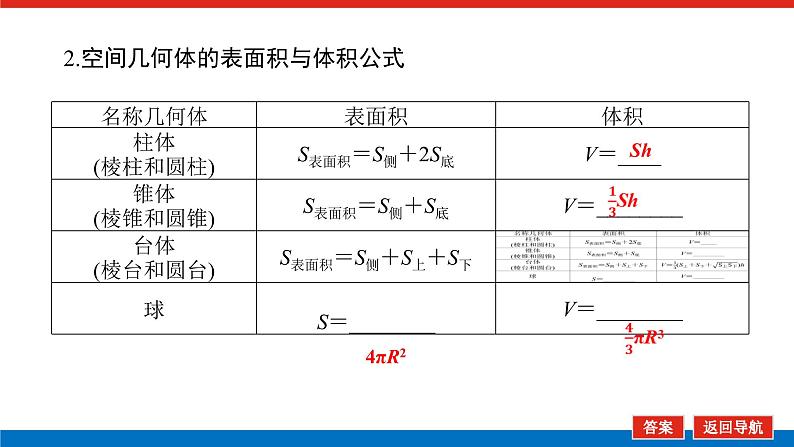 高考数学一轮复习配套课件 第八章 第二节 空间几何体的表面积和体积07