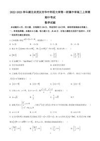 2022-2023学年湖北省武汉市华中师范大学第一附属中学高三上学期期中考试 数学（有答案）