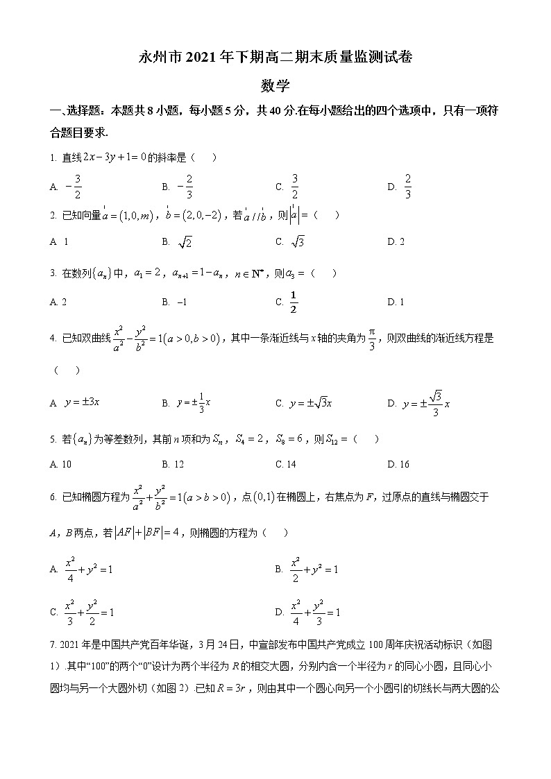 2022永州高二上学期期末质量监测数学试题含解析01