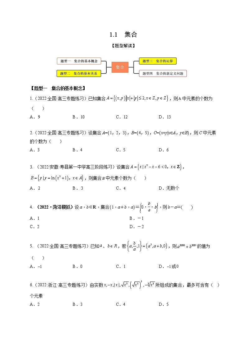 1.1集合（精练）-【题型·技巧培优系列】最新数学大一轮复习精讲精练（新高考地区）01