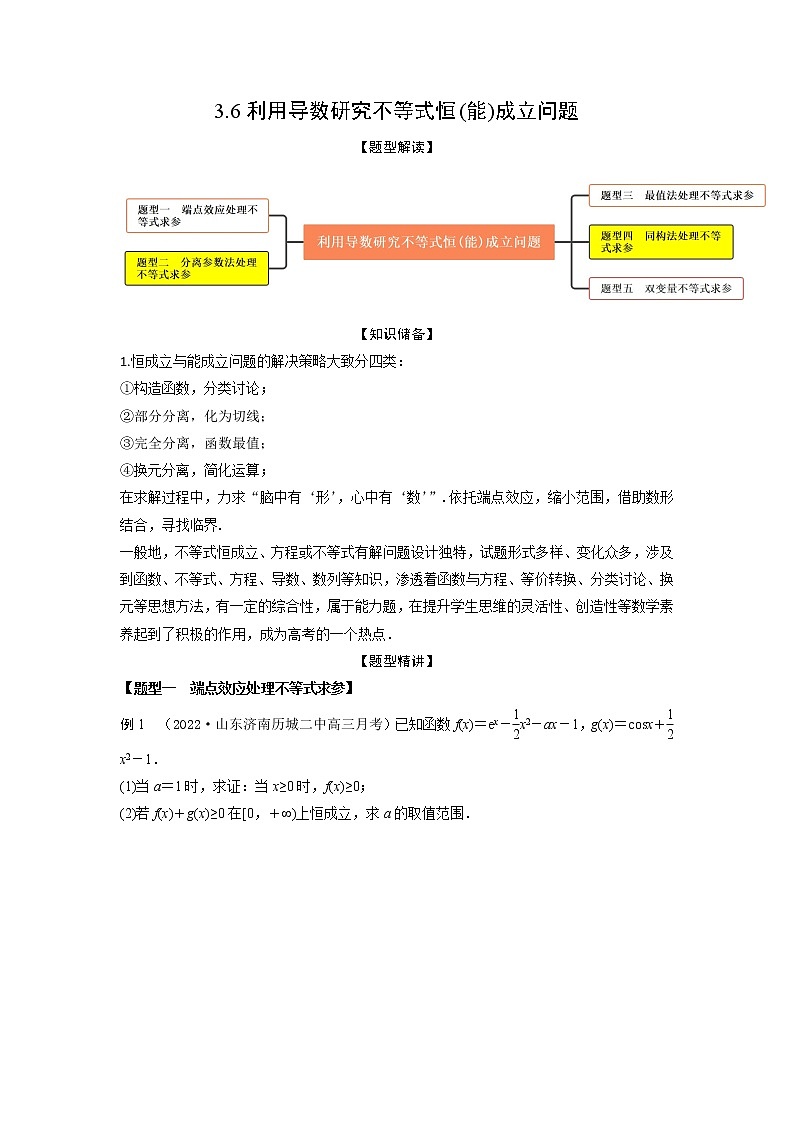 3.6利用导数研究不等式恒(能)成立问题（精讲）-【题型·技巧培优系列】最新高考数学大一轮复习精讲精练（新高考地区）01