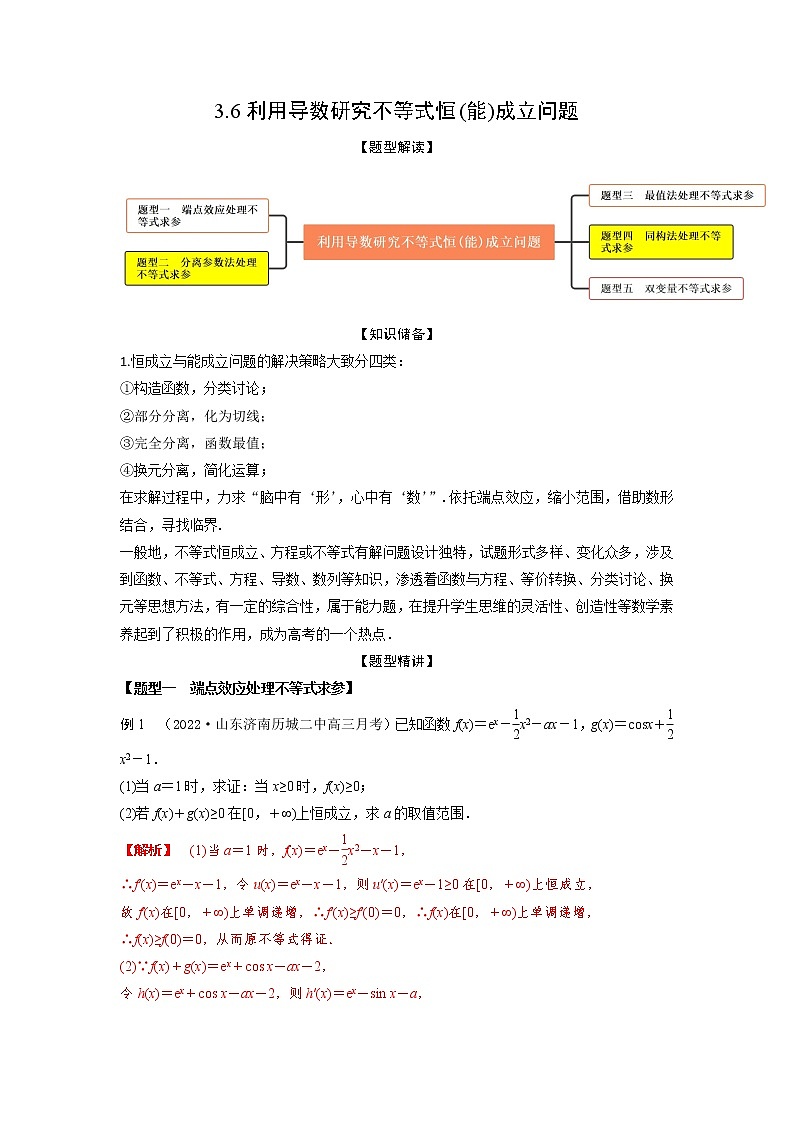 3.6利用导数研究不等式恒(能)成立问题（精讲）-【题型·技巧培优系列】最新高考数学大一轮复习精讲精练（新高考地区）01