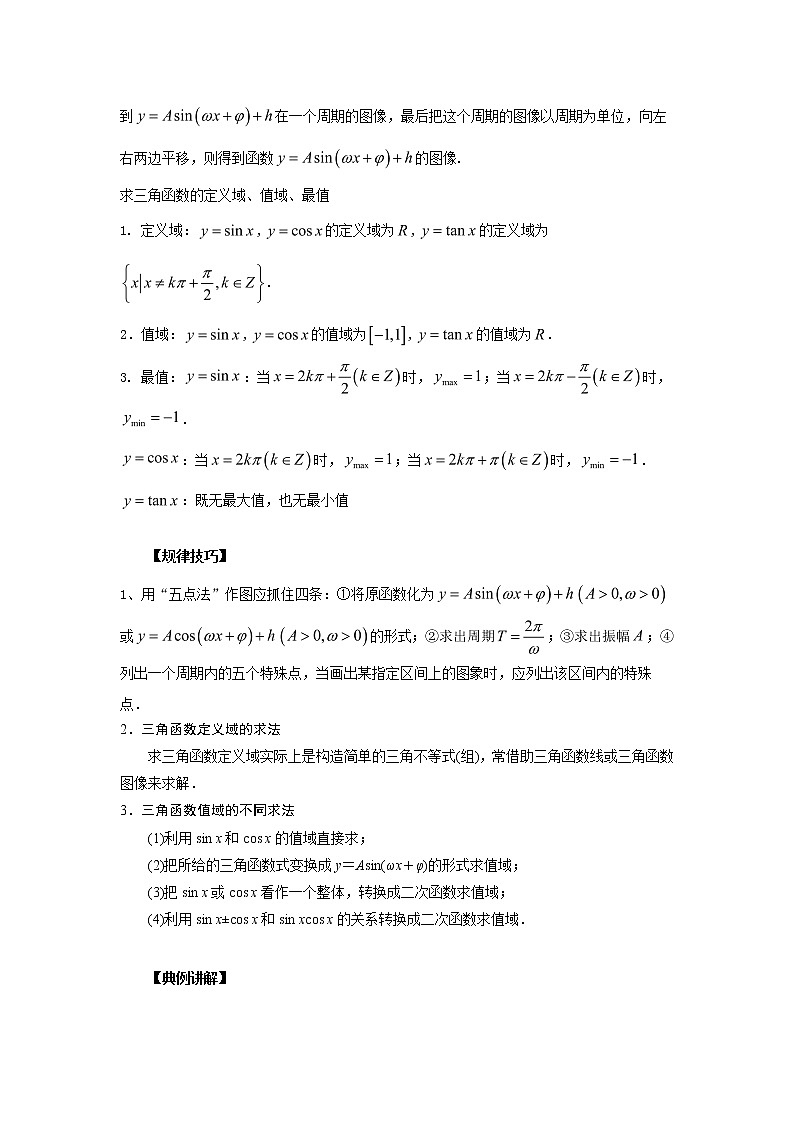 高中数学一轮复习微专题第⑥季三角函数的图像与性质：第6节  三角函数的定义域与值域第3页