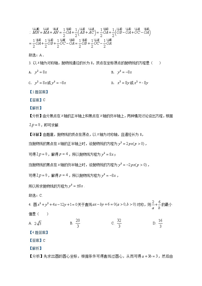 湖南省岳阳市临湘市2021-2022学年高二数学上学期期末质量检测试题（Word版附解析）第2页