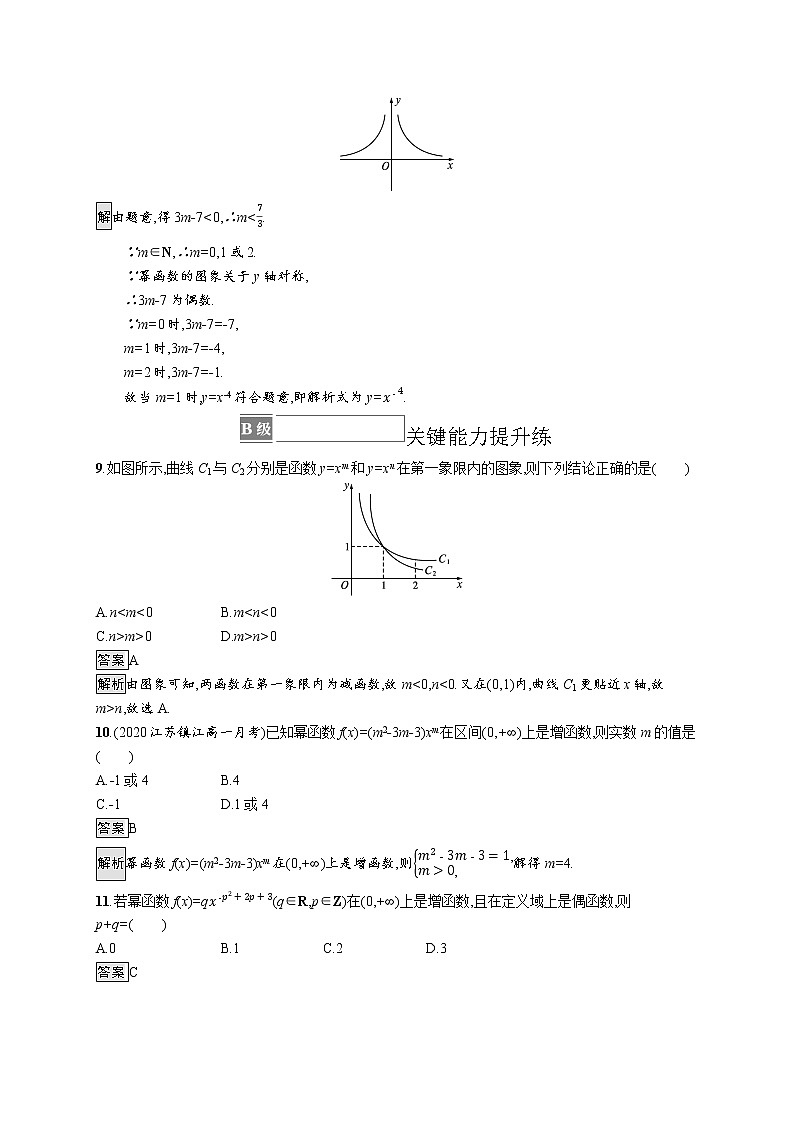 23版新教材苏教版必修第一册课后习题练6.1　幂函数第3页