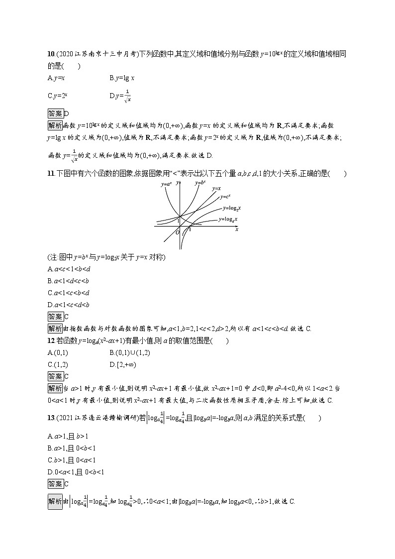 23版新教材苏教版必修第一册课后习题练6.3　对数函数03