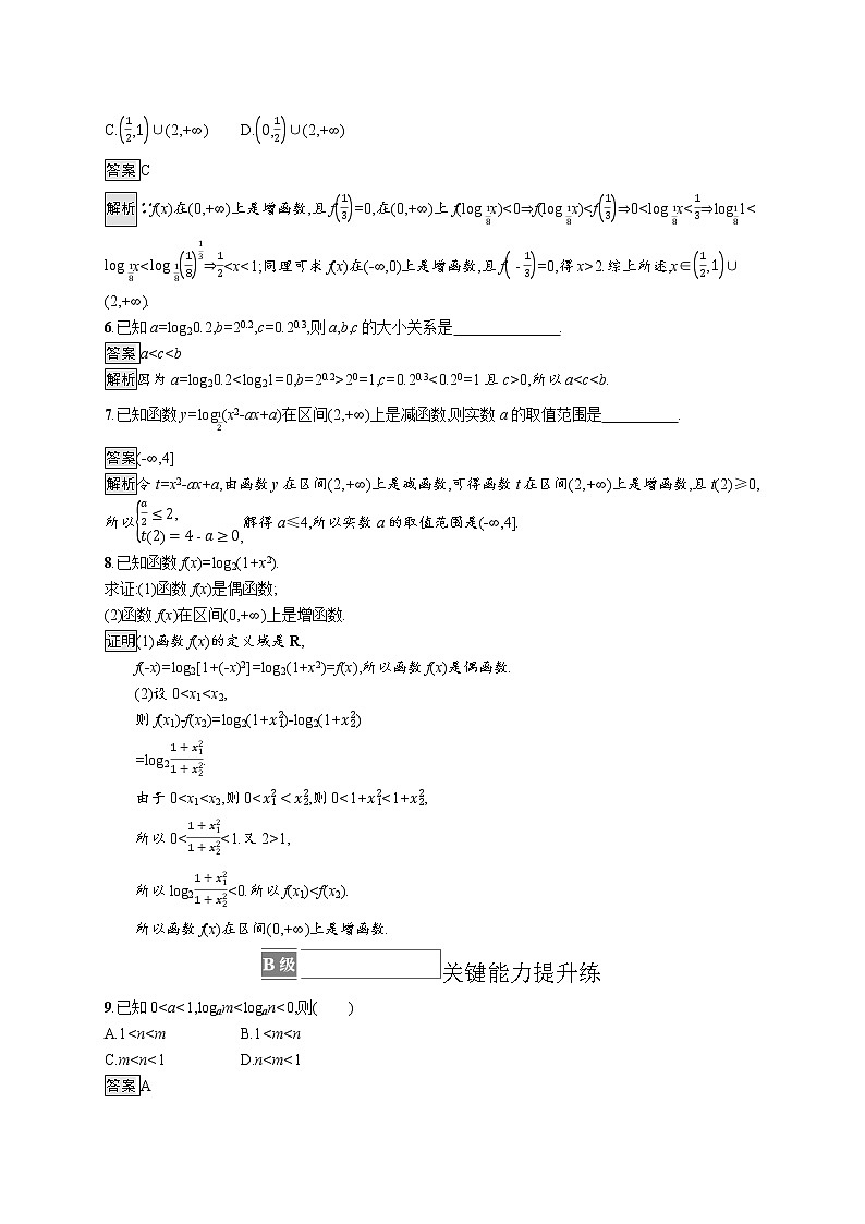 23版新教材苏教版必修第一册课后习题练第6章　习题课　对数函数图象与性质的综合应用02