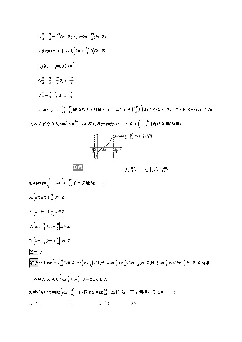 23版新教材苏教版必修第一册课后习题练7.3.2　第2课时　正切函数的图象与性质第3页