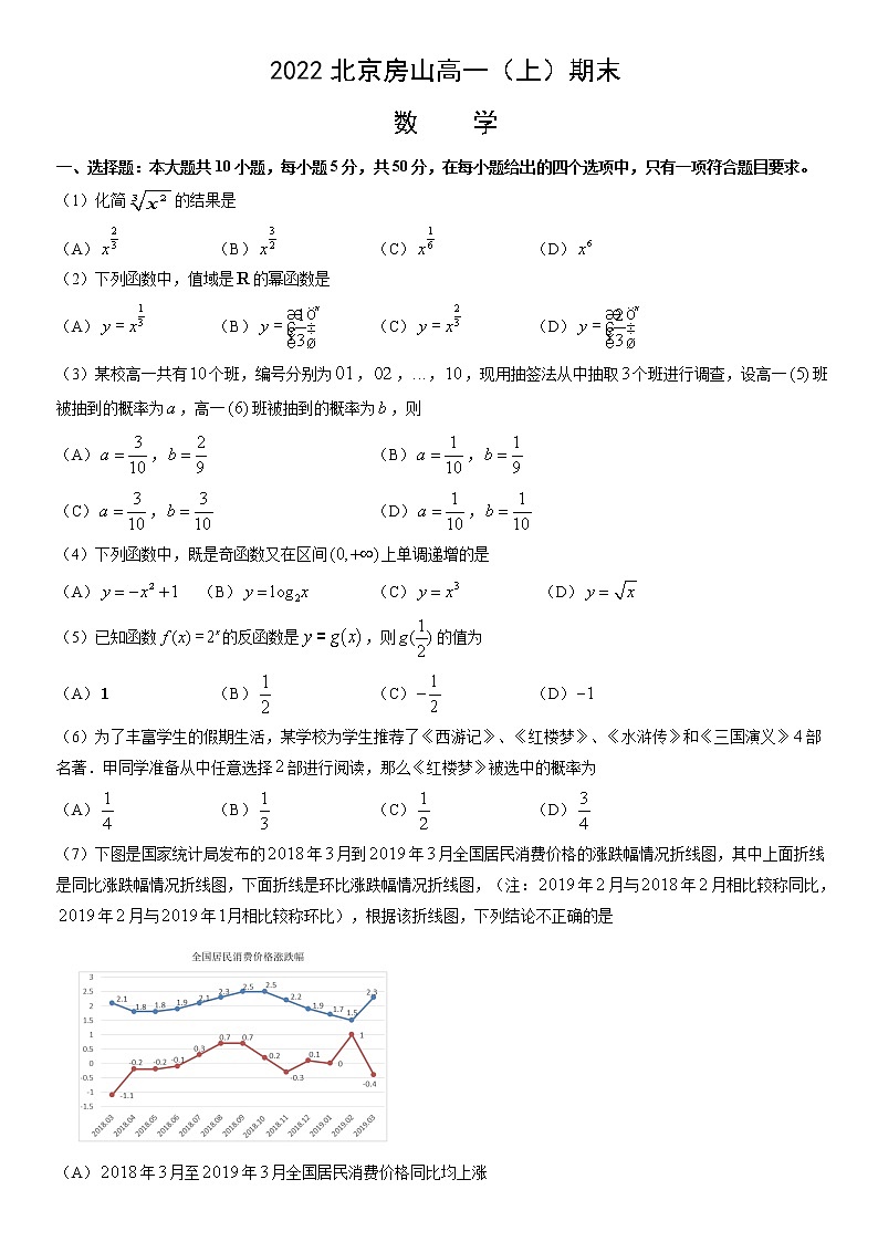 2022北京房山高一（上）期末数学（教师版）第1页