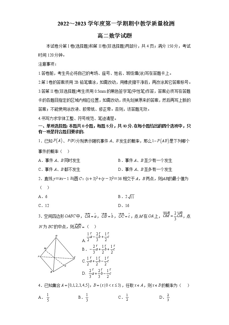高二数学试题及答案第1页