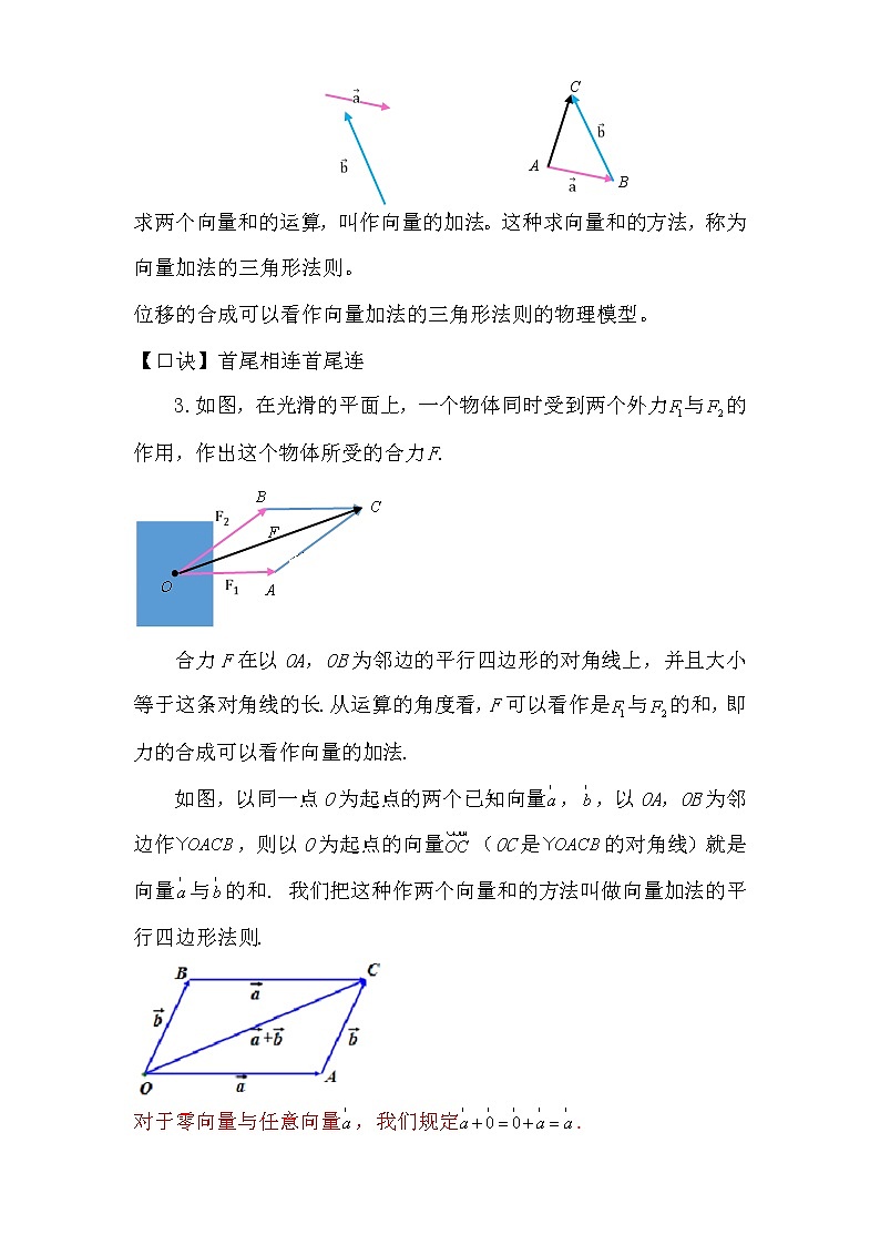 高中数学人教A版2019必修2  6.2.1平面向量的加法  课件+教案+练习03