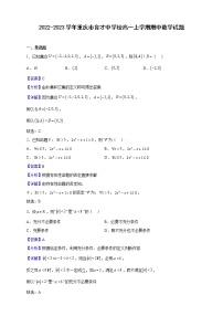 2022-2023学年重庆市育才中学校高一上学期期中数学试题含解析