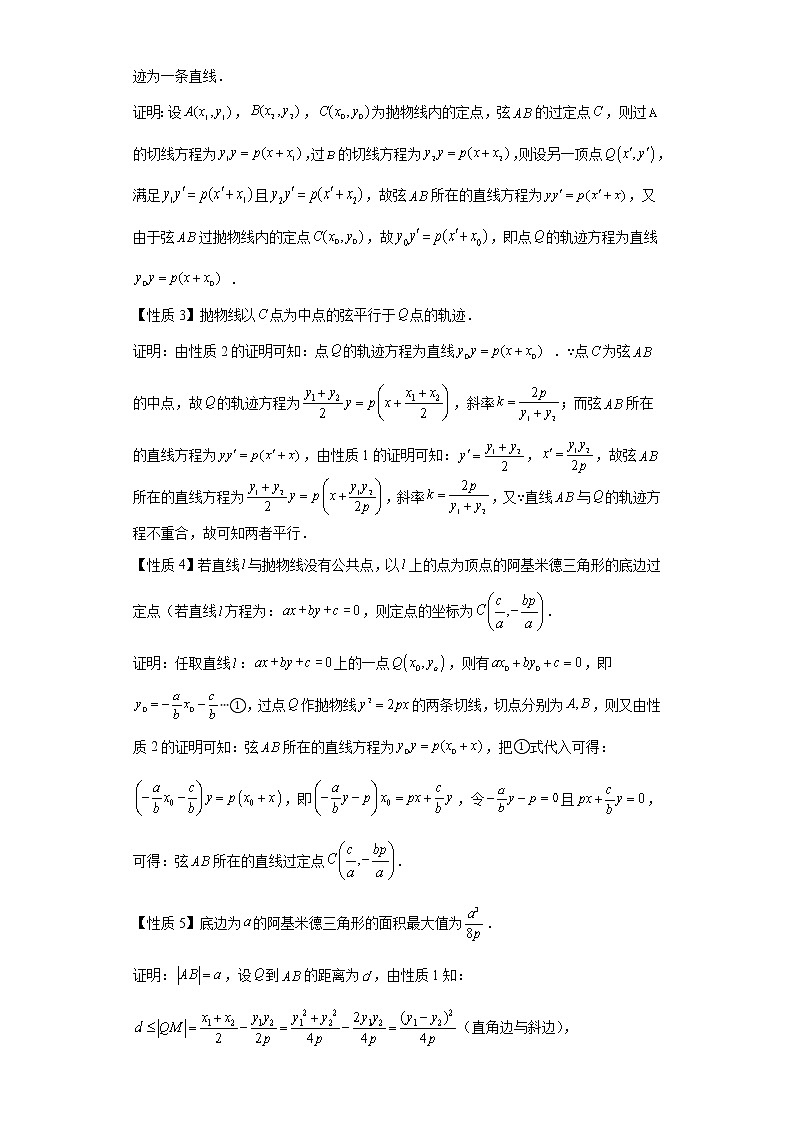 专题3  阿基米德三角形  微点1  阿基米德三角形试卷03