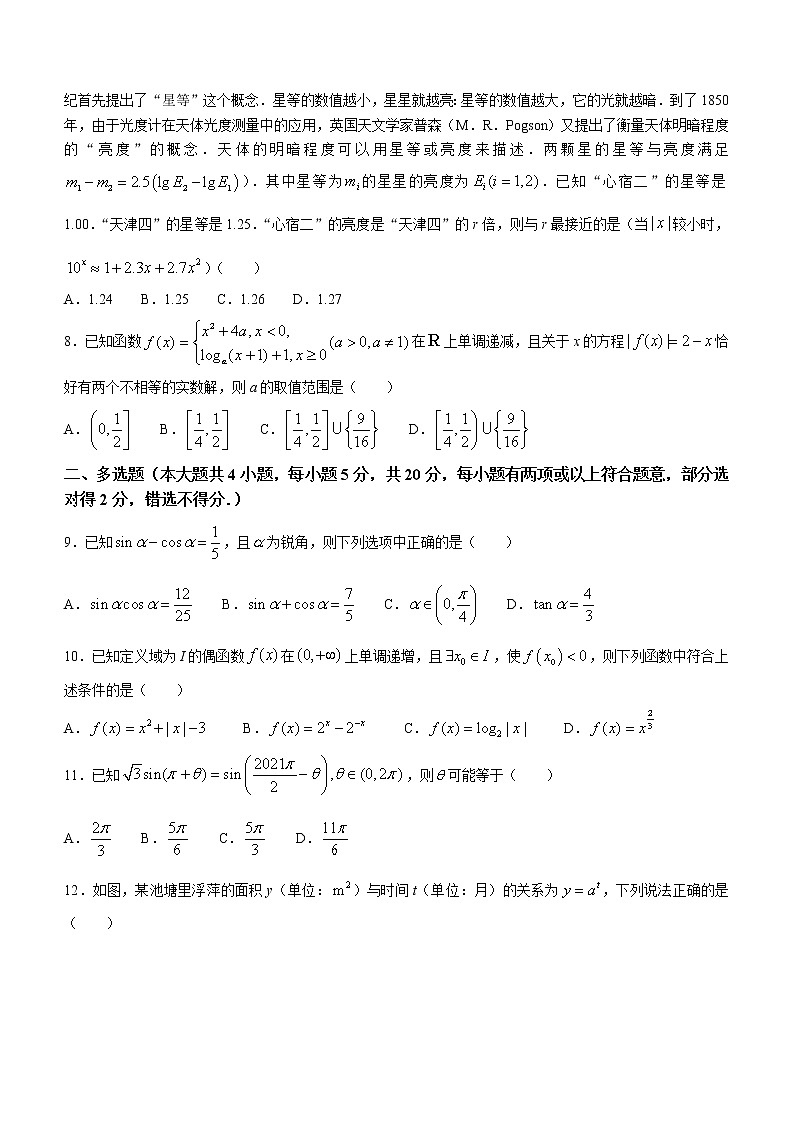 山东省德州市2021-2022学年高一上学期期末数学试题02