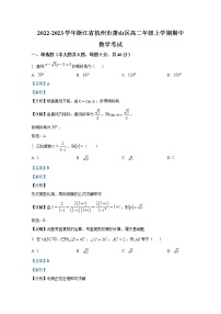浙江省杭州市萧山区2022-2023学年高二数学上学期期中试题（Word版附解析）