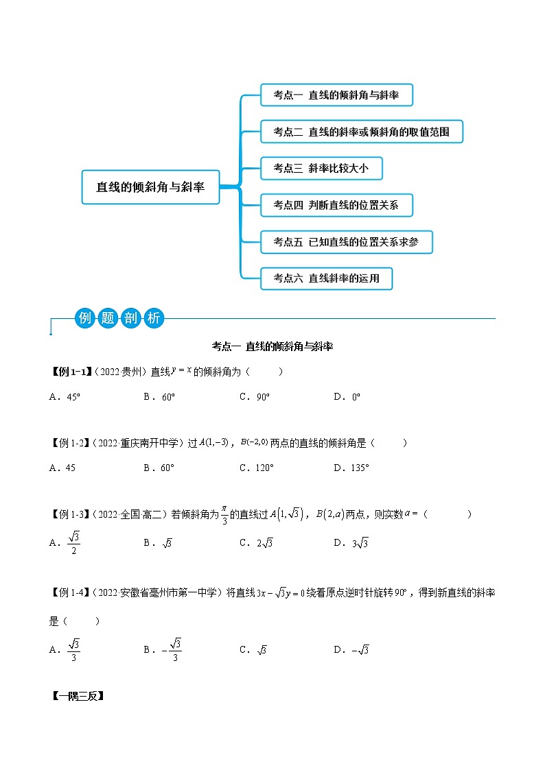 2.1 直线的倾斜角与斜率（精讲）-2022-2023学年高二数学一隅三反系列（人教A版2019选择性必修第一册） 试卷02
