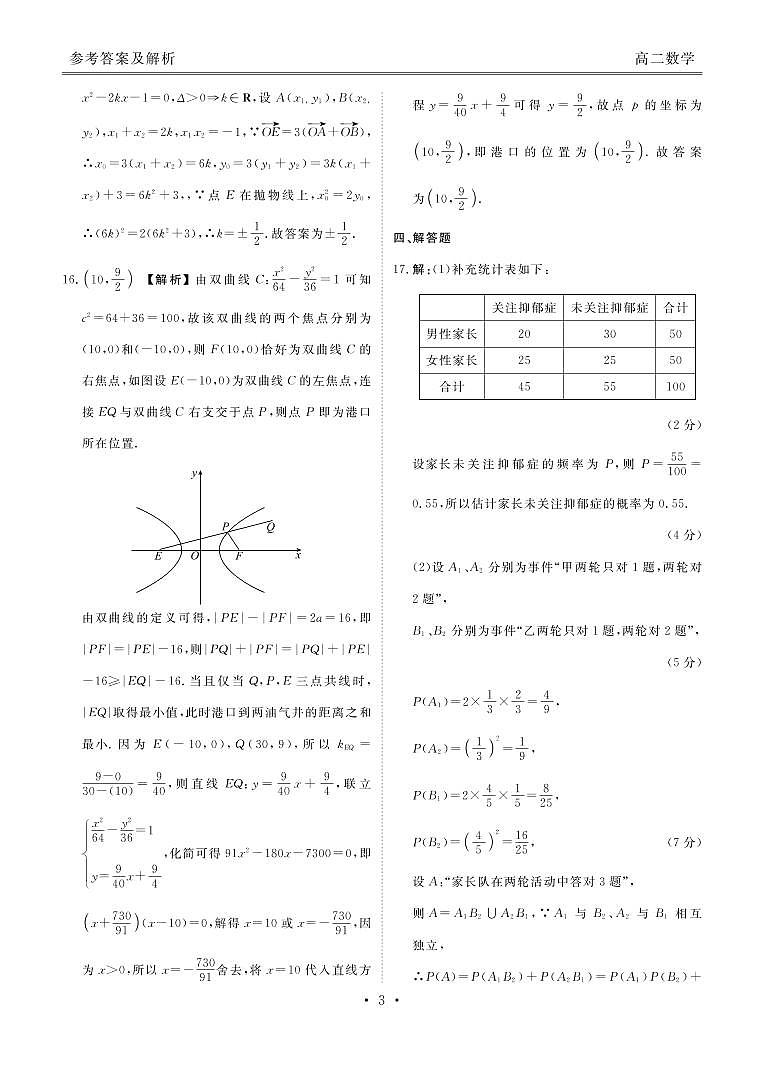 湖北新高考协作体高二12月联考数学参考答案第3页