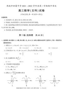 陕西省渭南市韩城市新蕾中学2021-2022学年高三上学期期中考试数学（文科）试卷
