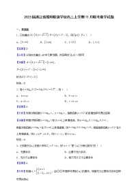 2023届浙江省稽阳联谊学校高三上学期11月联考数学试题含解析