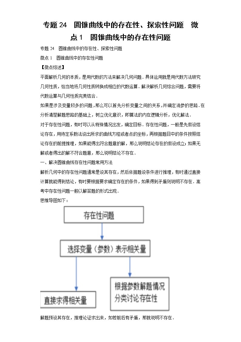 专题24  圆锥曲线中的存在性、探索性问题  微点1  圆锥曲线中的存在性问题试题及答案第1页
