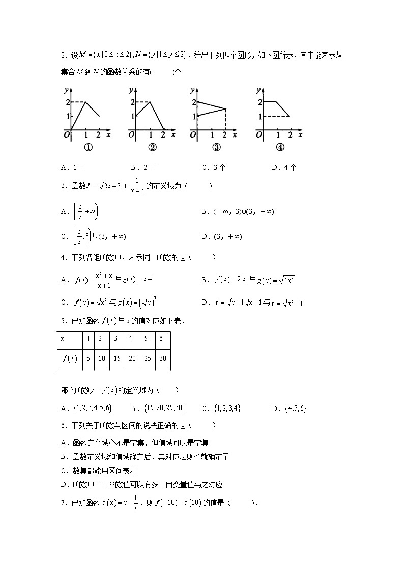 专题3.1 函数概念及其表示（原卷版）第2页