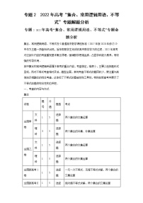 专题2  2022年高考“集合、常用逻辑用语、不等式”专题解题分析