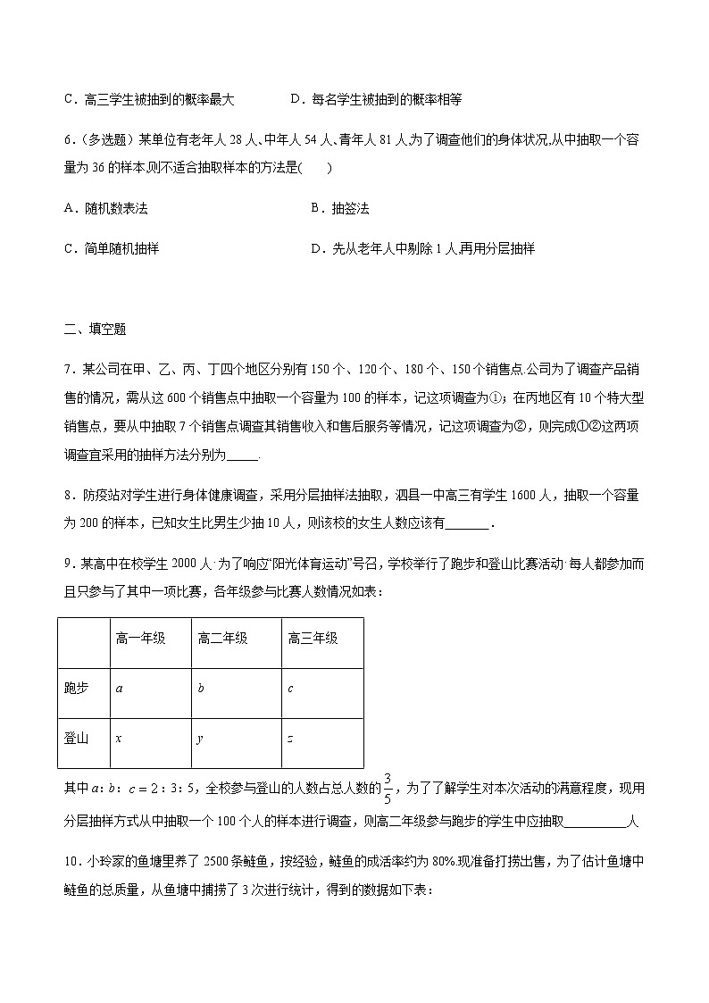 高中数学人教A版2019必修第二册 9.1.2 分层随机抽样 练习(解析版)02
