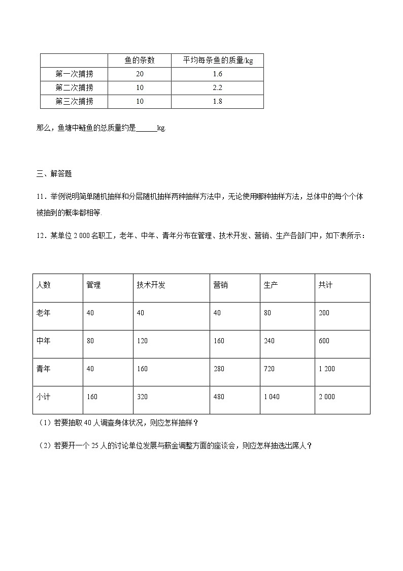 高中数学人教A版2019必修第二册 9.1.2 分层随机抽样 练习(解析版)03