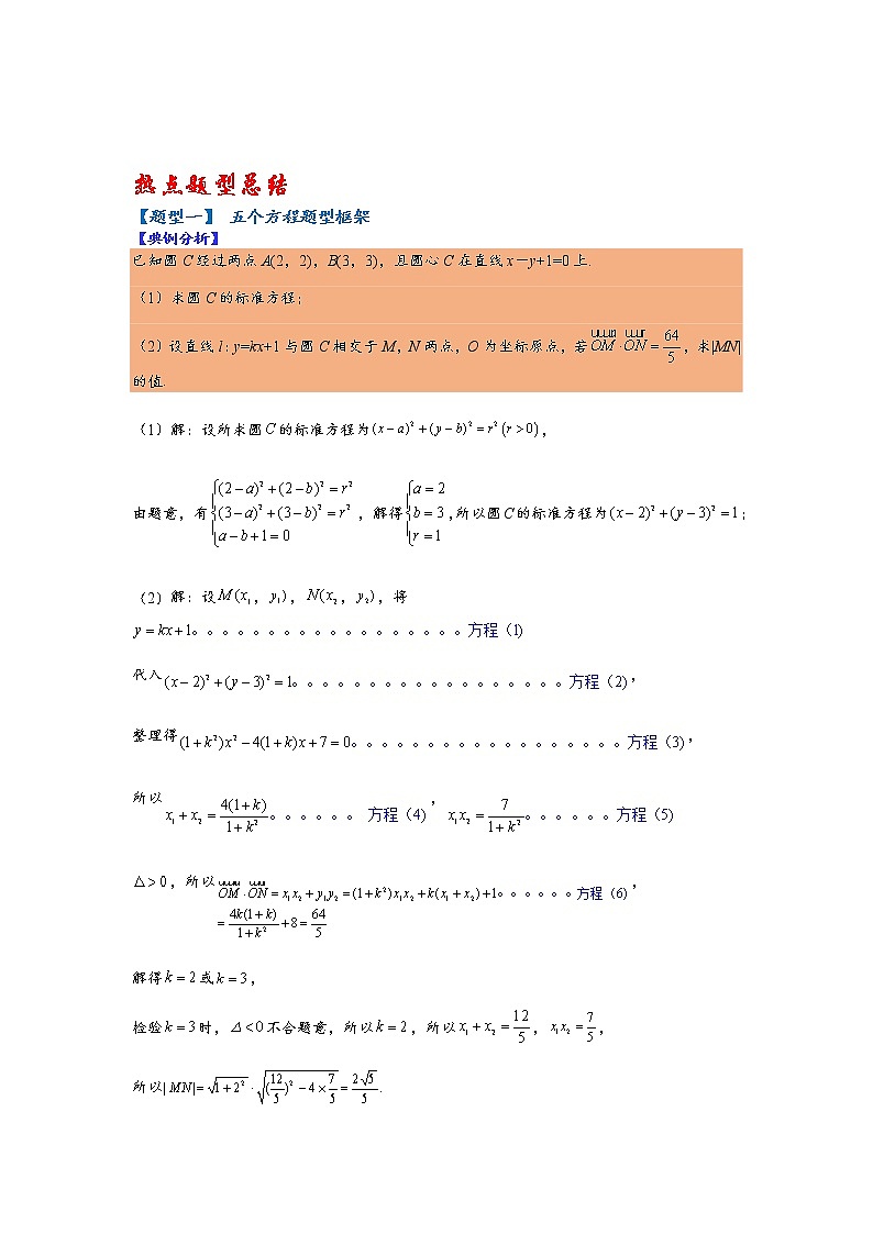 第29讲   2023高考热点分类提分复习   圆锥曲线压轴大题五个方程框架十种题型02