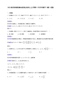 2023届甘肃省张掖市某重点校高三上学期11月月考数学（理）试题含解析