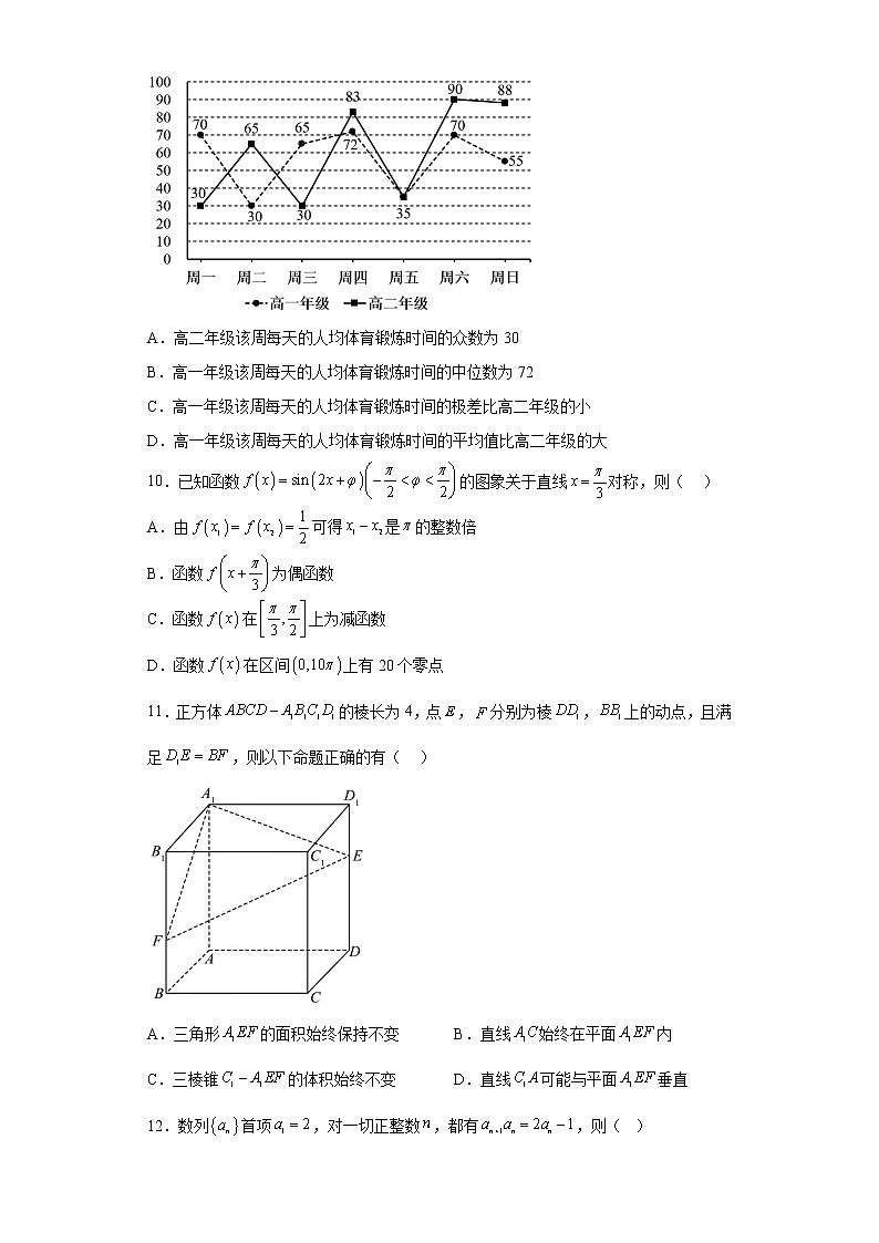 2022-2023学年山东省济南市高三上学期期末考试模拟试题（二）数学（word版）03