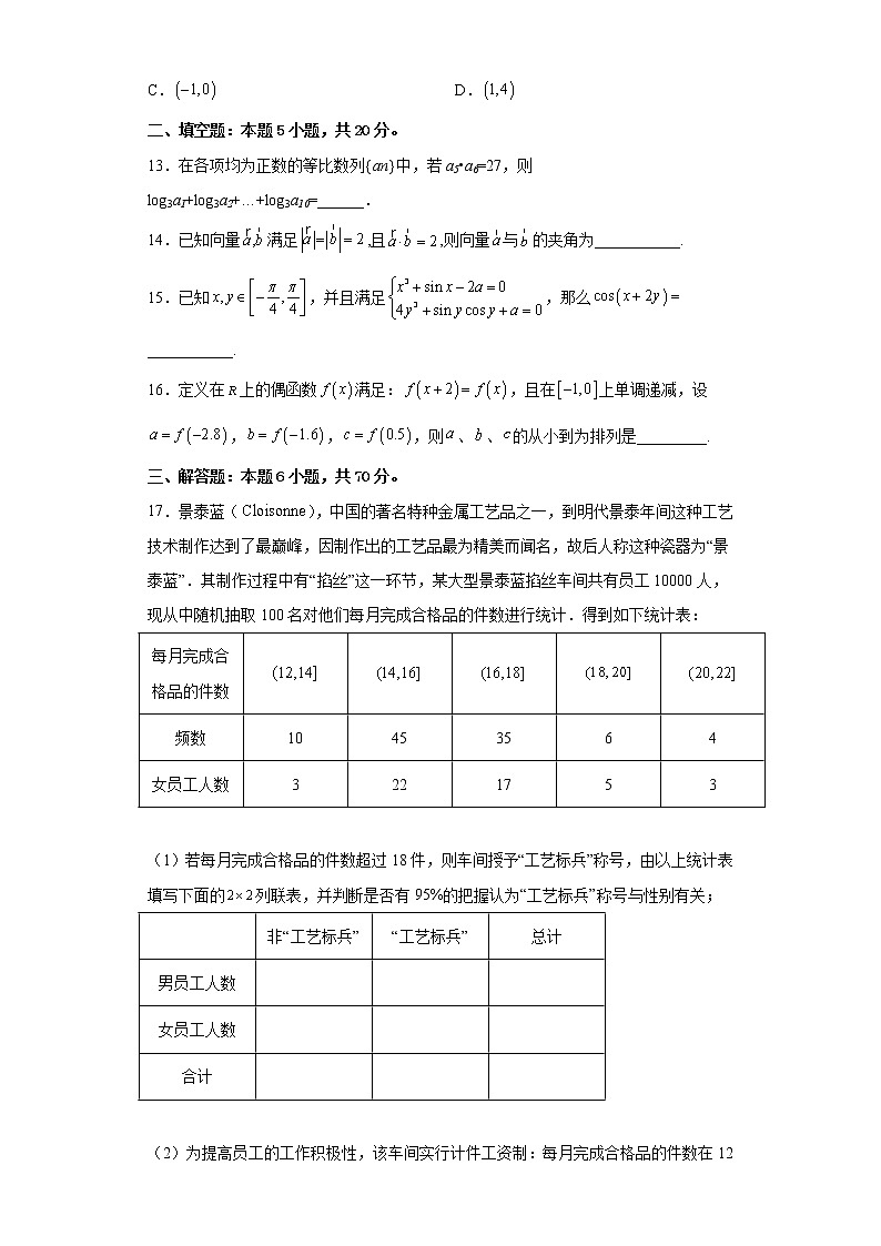 2022-2023学年青海师范大学附属实验中学高三上学期12月月考数学文试题03