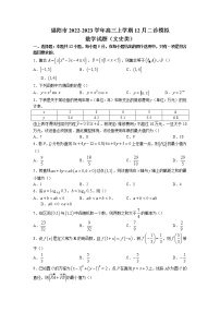 2023届四川省绵阳市高三上学期12月二诊模拟数学（文）试题（含答案）