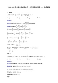 2021-2022学年湖北省武汉市高一上学期期末模拟（二）数学试题（解析版）