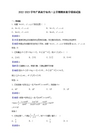 2022-2023学年广西南宁市高一上学期期末数学模拟试题（解析版）