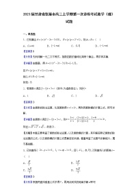 2023届甘肃省张掖市高三上学期第一次诊断考试数学（理）试题含解析